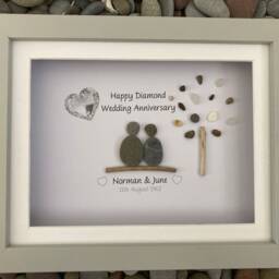 Diamond Wedding Anniversary Gifts. 60Th Wedding Anniversary Pebble Art & Keepsake - thumbnail 3