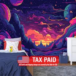 Wallpaper, Psychedelic Space Wall Decal, Generative Ai Art Mural, Peel & Stick - thumbnail 1