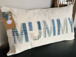 Mummy Cushion - Gift For Personalised Pillow Mothers Day Tweed New Mum - thumbnail 1