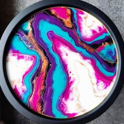 Handmade Geode Resin Tray Table Portable Side Table With Black Metal Base - thumbnail 3