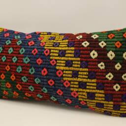 Vintage Kilim Lumbar Pillow Cover, Boho Throw Cushion - 12x24 - thumbnail 3
