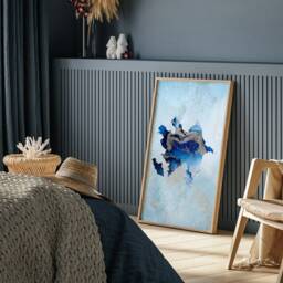 Azerbaijan Map Shades Of Blue & Silver Wall Art Print - thumbnail 2