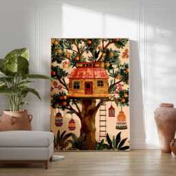 Tree House Poster, Forest Wall Art Print, Adventure Decor, Kids Room Gift, Nature Print - thumbnail 2