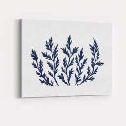 Dark Navy Seaweed Botanical Coastal Silhouette Illustration Canvas Wall Art Print Decor Picture Ready To Hang - thumbnail 4