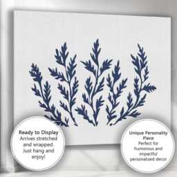 Dark Navy Seaweed Botanical Coastal Silhouette Illustration Canvas Wall Art Print Decor Picture Ready To Hang - thumbnail 3