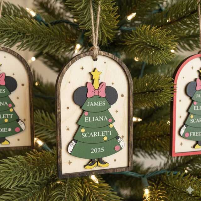 Family Christmas Ornaments, Xmas Ornament, Custom Minnie Mouse Tree Ornaments - image 1
