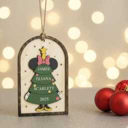 Family Christmas Ornaments, Xmas Ornament, Custom Minnie Mouse Tree Ornaments - thumbnail 4