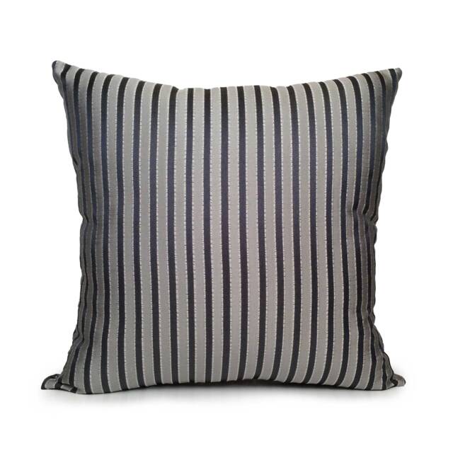 Navy Blue & Silver Pillow, Throw Pillow Cover, Decorative Cushion Striped Satin Blend - image 1