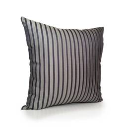Navy Blue & Silver Pillow, Throw Pillow Cover, Decorative Cushion Striped Satin Blend - thumbnail 2