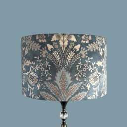 Luxury Art Nouveau Inspired Blue Velvet Drum Lampshade - thumbnail 2