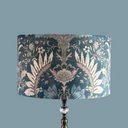 Luxury Art Nouveau Inspired Blue Velvet Drum Lampshade - thumbnail 1