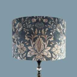 Luxury Art Nouveau Inspired Blue Velvet Drum Lampshade - thumbnail 3