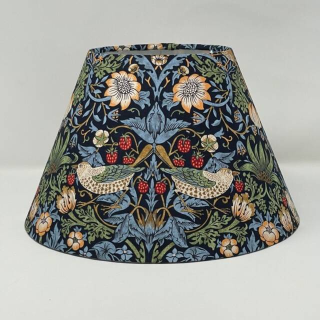strawberry Thief - Small Print Coolie Lampshade Navy/Indigo in A William Morris Design - image 1