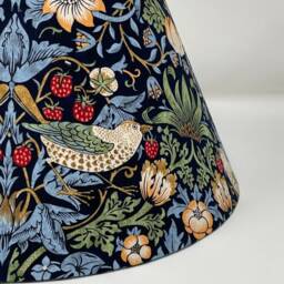 strawberry Thief - Small Print Coolie Lampshade Navy/Indigo in A William Morris Design - thumbnail 2