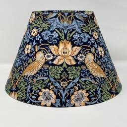 strawberry Thief - Small Print Coolie Lampshade Navy/Indigo in A William Morris Design - thumbnail 3