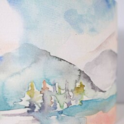 Mountain Lampshade, Gold Silver Or White Lining Option, Table Ceiling Watercolour Print Pattern, Handmade By Vivid Shades - thumbnail 3