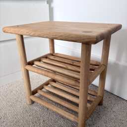Solid European Oak Bench, Double Dowel Shoe Shelves, Scandinavian Design Seating - thumbnail 2