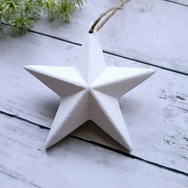 White Wooden 3D Chunky Hanging Star Decoration - The Home & Hearts Shop Rustic Shabby Wall Decor Christmas Wedding Gift - image 1