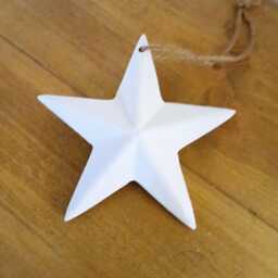 White Wooden 3D Chunky Hanging Star Decoration - The Home & Hearts Shop Rustic Shabby Wall Decor Christmas Wedding Gift - thumbnail 3