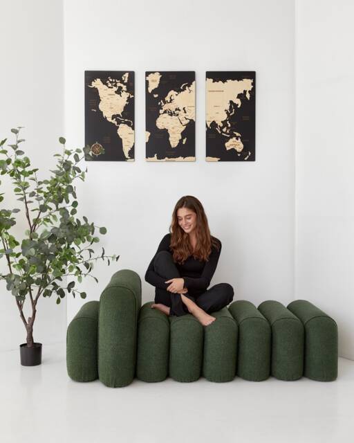 World Map Wall Art 5Th Anniversary Gift, Wooden Apartment Decor, Push Pin Travel 3 Piece Above Bed Decor - image 1
