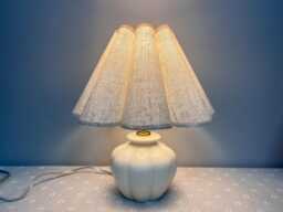 Handmade Linen Lampshade Table Lamp Ivory Ceramic Base