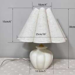 Handmade Linen Lampshade Table Lamp Ivory Ceramic Base - thumbnail 3