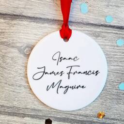 Mistletoes Personalised Baby Foot Print Ornament. Baby First Christmas - thumbnail 2