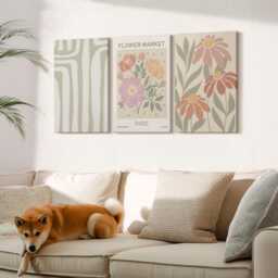 Set Of 3 Canvas Prints - Botanical Motifs Poster Paris Minimalism, Green Print On Canvas, Plants & Flowers Wall Decor - thumbnail 3