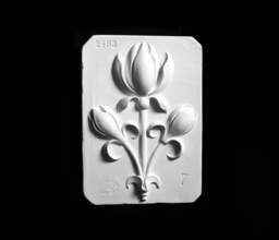 Tulip Relief Plaster Cast Reproduction, Original Wall Sculpture By Brucciani, English Floral Tile Ornament With Maker's Stamp - thumbnail 1