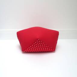 Floor Cushion For Kids in Red - Round Seat Cushion, Pouf, Stars & Dots, 100% Cotton, Oeko-Tex, Washable Handmade Hamburg - thumbnail 2