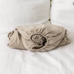 Natural Unbleached Linen Fitted Sheet - Softened Eco Friendly Natural Flax Not Dyed Linen-Twin/Double/Queen Size - thumbnail 3