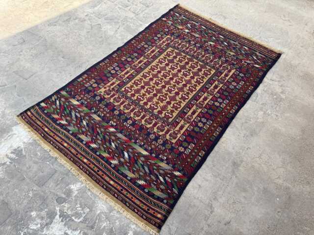 4'2x6'10 Ft Afghan Somak Kilim - Vintage Handwoven Wool Flatweave Rug, Tribal Pattern Carpet, Traditional Area Rug - image 1