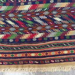 4'2x6'10 Ft Afghan Somak Kilim - Vintage Handwoven Wool Flatweave Rug, Tribal Pattern Carpet, Traditional Area Rug - thumbnail 4