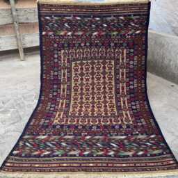 4'2x6'10 Ft Afghan Somak Kilim - Vintage Handwoven Wool Flatweave Rug, Tribal Pattern Carpet, Traditional Area Rug - thumbnail 3