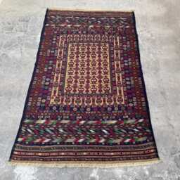 4'2x6'10 Ft Afghan Somak Kilim - Vintage Handwoven Wool Flatweave Rug, Tribal Pattern Carpet, Traditional Area Rug - thumbnail 2