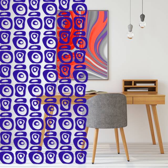 Tantalizing Retro-A-Gogo Navy Room Divider - Diy Kit To Make Dividing Curtain Mid Century Modern Retro Style Privacy - image 1