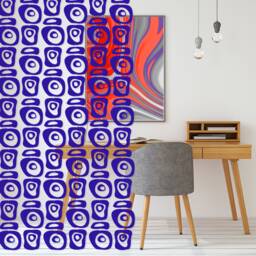 Tantalizing Retro-A-Gogo Navy Room Divider - Diy Kit To Make Dividing Curtain Mid Century Modern Retro Style Privacy - thumbnail 1