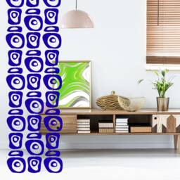 Tantalizing Retro-A-Gogo Navy Room Divider - Diy Kit To Make Dividing Curtain Mid Century Modern Retro Style Privacy - thumbnail 3