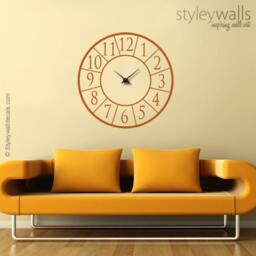 Clock Wall Decal, Sticker, Modern Living Room Decor, Office Numbers Decal - thumbnail 2