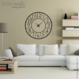 Clock Wall Decal, Sticker, Modern Living Room Decor, Office Numbers Decal - thumbnail 1