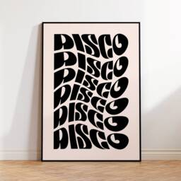 Disco - Typography Art Print Wall A4 Unframed Decor Bold Colours Typographic A3 A5 Graphic Poster - thumbnail 2