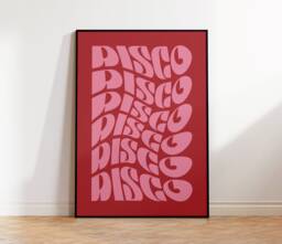 Disco - Typography Art Print Wall A4 Unframed Decor Bold Colours Typographic A3 A5 Graphic Poster - thumbnail 1