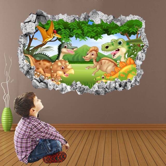 Cartoon Dinosaurs Wall Decal Sticker Mural Print Art Kids Boys Bedroom Nursery Decor Kp5 - image 1