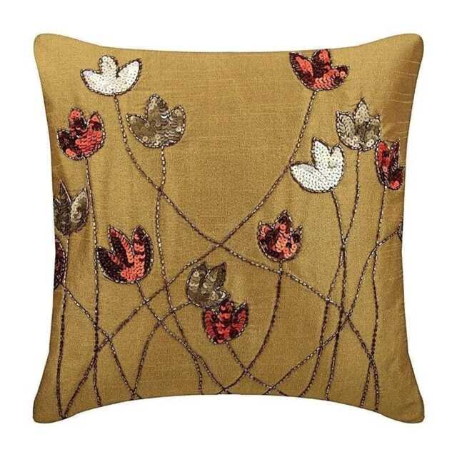 "Pillow Sham Dull Gold Designer 24""x24""/26""x26" - image 1