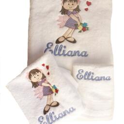 Three Towel Set For Flowergirl Wedding Gift Custom Embroidered & Personalized - thumbnail 2