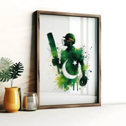 Cricket Poster Set - Pakistan Flag Watercolour Prints - Wall Art Gift For Cricketer Artwork Boys Room - thumbnail 3
