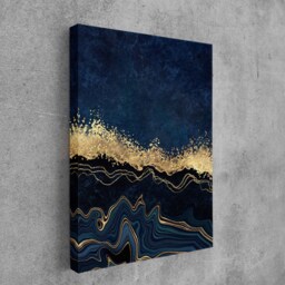 Navy & Gold Abstract Canvas Art - Modern Textured Painting - thumbnail 3