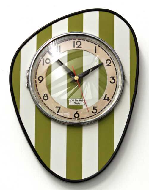 Retro Green Wall Clock - 30cm New Handmade Formica Atomic Style Mid Century Vintage French Gift Off The Clocks - image 1