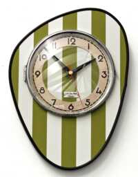 Retro Green Wall Clock - 30cm New Handmade Formica Atomic Style Mid Century Vintage French Gift Off The Clocks - thumbnail 1
