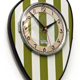 Retro Green Wall Clock - 30cm New Handmade Formica Atomic Style Mid Century Vintage French Gift Off The Clocks - thumbnail 2